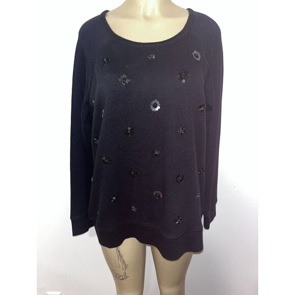Tommy Bahama Black Pullover Sweatshirt Beaded Size XL New - Picture 1 of 5